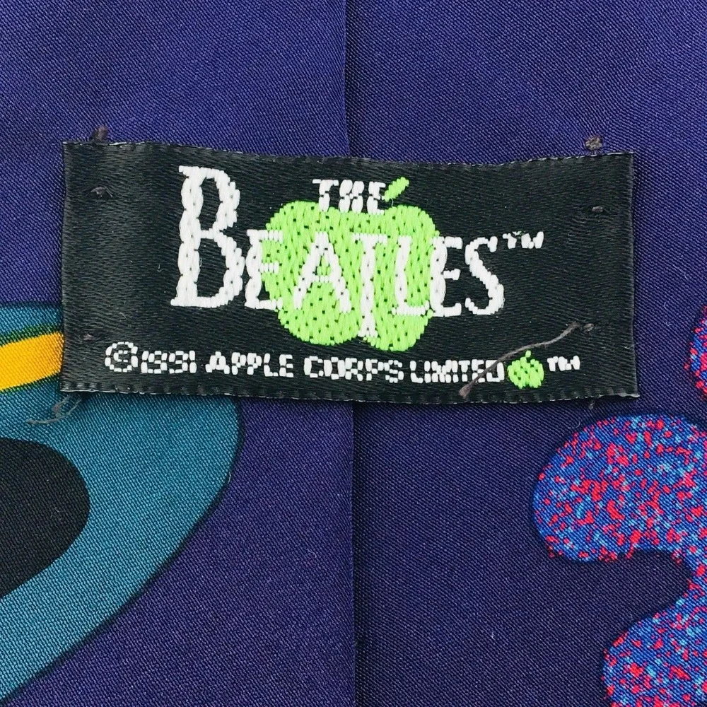 The Beatles Tie Drive My Car Purple Red 100% Silk 1991 Necktie Collector Classic